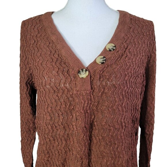 Maurices Cardigan Sweater Brown Buttons Womans Large Knit Layering Office - Picture 3 of 10